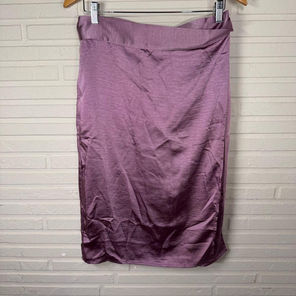 Wildfang Mauve The Empower Satin Wrap Skirt with Pockets, Women’s Size Medium